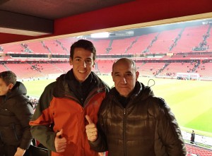 Attending Barca game with the dad of the family where I am staying